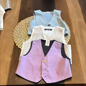 Stylish Kids Vest Set - Blue, Purple, Cream